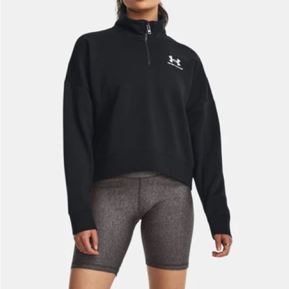 Under Armour Essential Quarter-Zip Army Green Cropped Sweatshirt